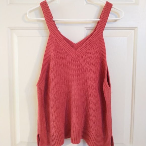 Madewell Coral V-Neck Sweater Tank Women's Size XL - Picture 1 of 4